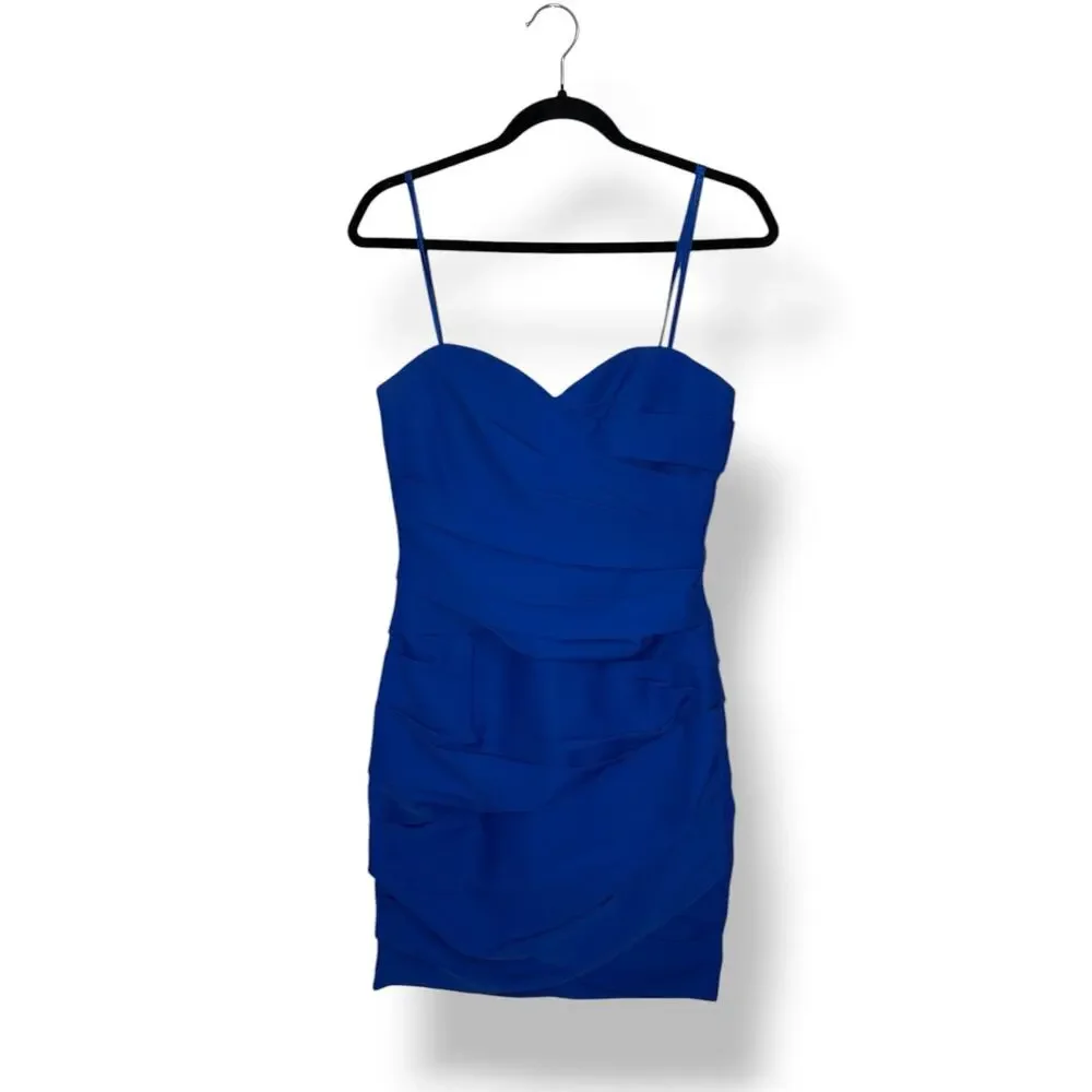 BCBGMAXAZRIA Women’s 6 Strapless Ruched‎ Cocktail Dress Sapphire Blue NEW - Picture 3 of 9